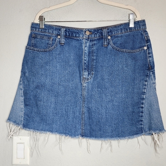 Madewell Denim A-Line Mini Skirt: Pieced Edition Women's Size 32 Size 14 - Picture 2 of 15